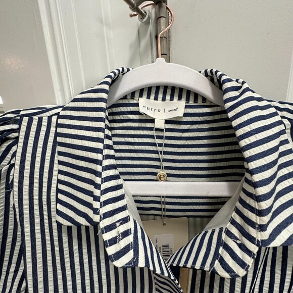 NWT Entro Womens Swing Dress - Size Small - Navy & Cream stripes - Picture 2 of 3